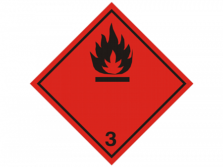 Информационное табло самоклеящееся, класс опасности (№3), легковоспламеняющиеся жидкости, 300х300 мм